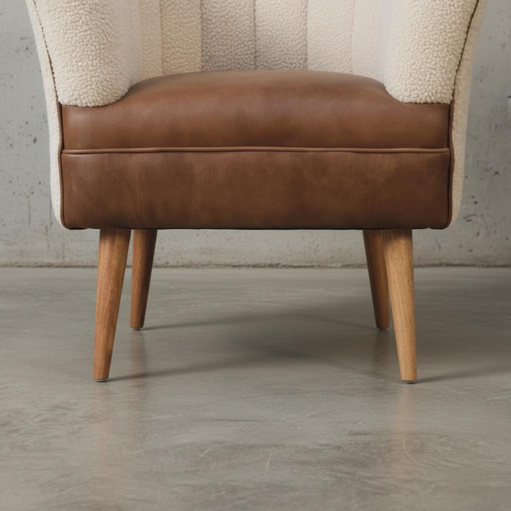 Upholstered Armchair with Wooden Legs for Indoor Use