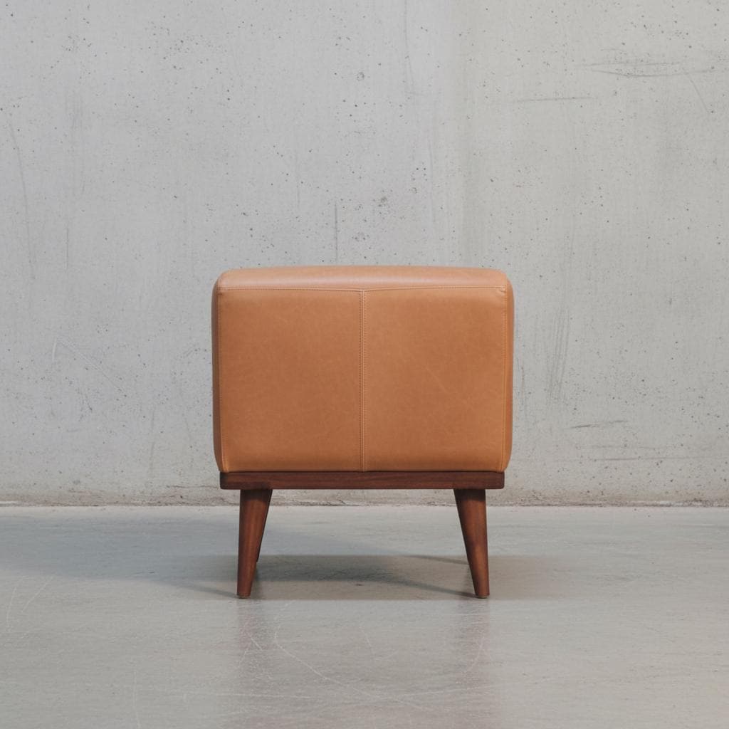 Leather Footstool with Backrest for Indoor Use