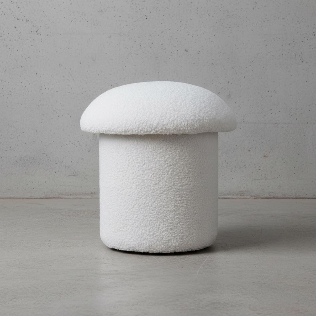 Upholstered Mushroom Footstool for Indoor Use
