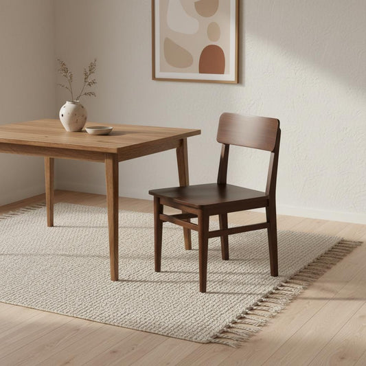 Wooden Dining Chair with Slatted Backrest