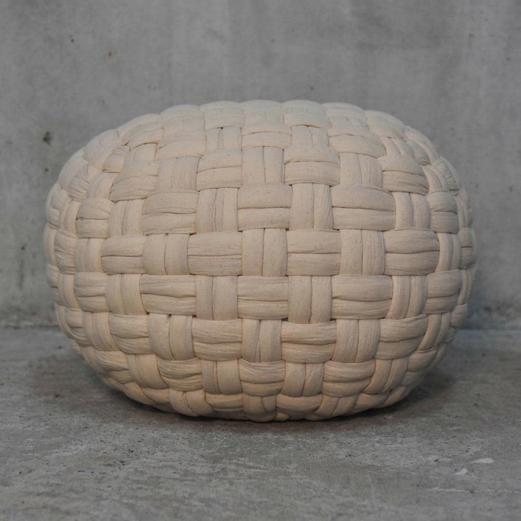 Woven Natural Fiber Pouf for Indoor Seating or Foot Support