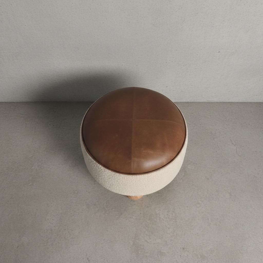Upholstered Round Footstool for Indoor Use