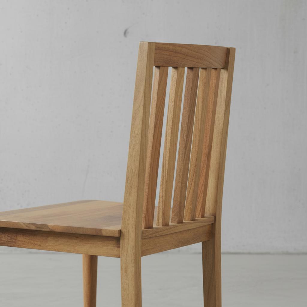 Wooden Dining Chair with Slatted Backrest