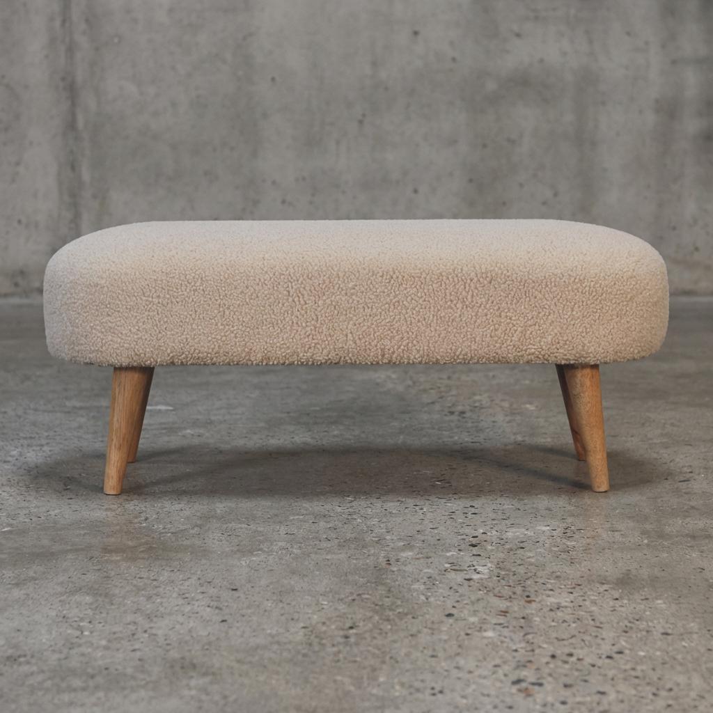 Upholstered Fabric Bench with Wooden Legs for Indoor Use