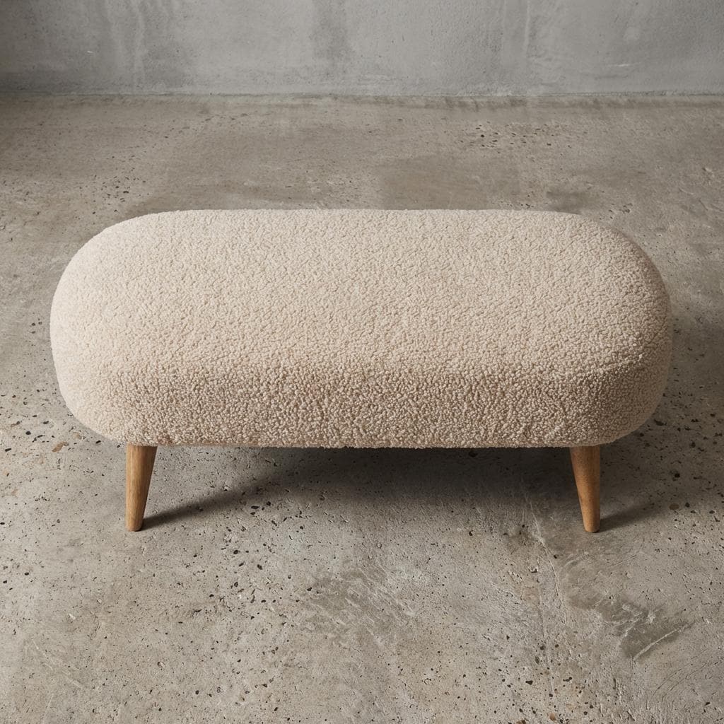 Upholstered Fabric Bench with Wooden Legs for Indoor Use