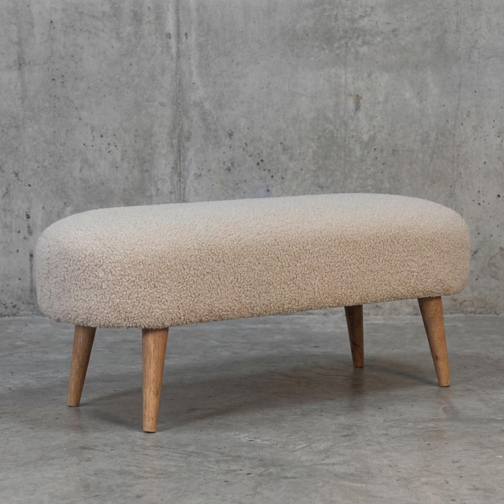 Upholstered Fabric Bench with Wooden Legs for Indoor Use