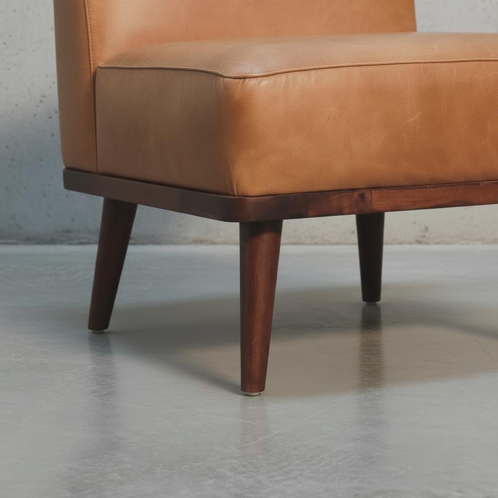 Leather Footstool with Backrest for Indoor Use