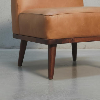 Leather Footstool with Backrest for Indoor Use