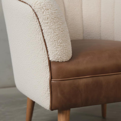 Upholstered Armchair with Wooden Legs for Indoor Use
