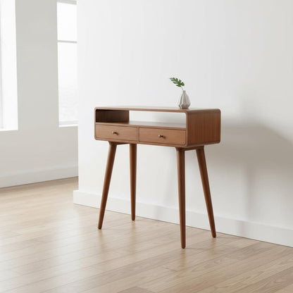 Curved Wooden Console Table – Two Drawers – Indoor Use