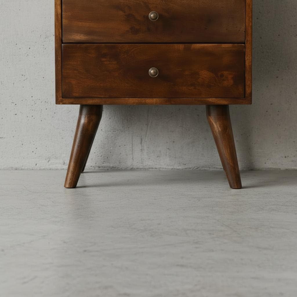 Wooden Bedside Table with Drawer and Open Shelf