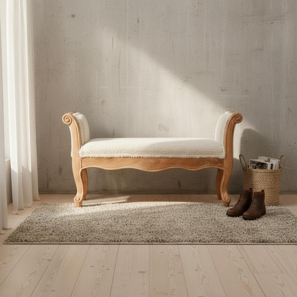 Upholstered Wooden Bench for Indoor Use