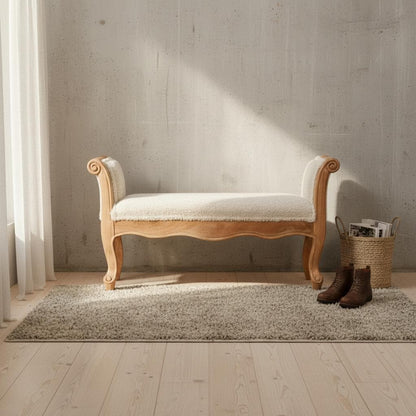 Upholstered Wooden Bench for Indoor Use