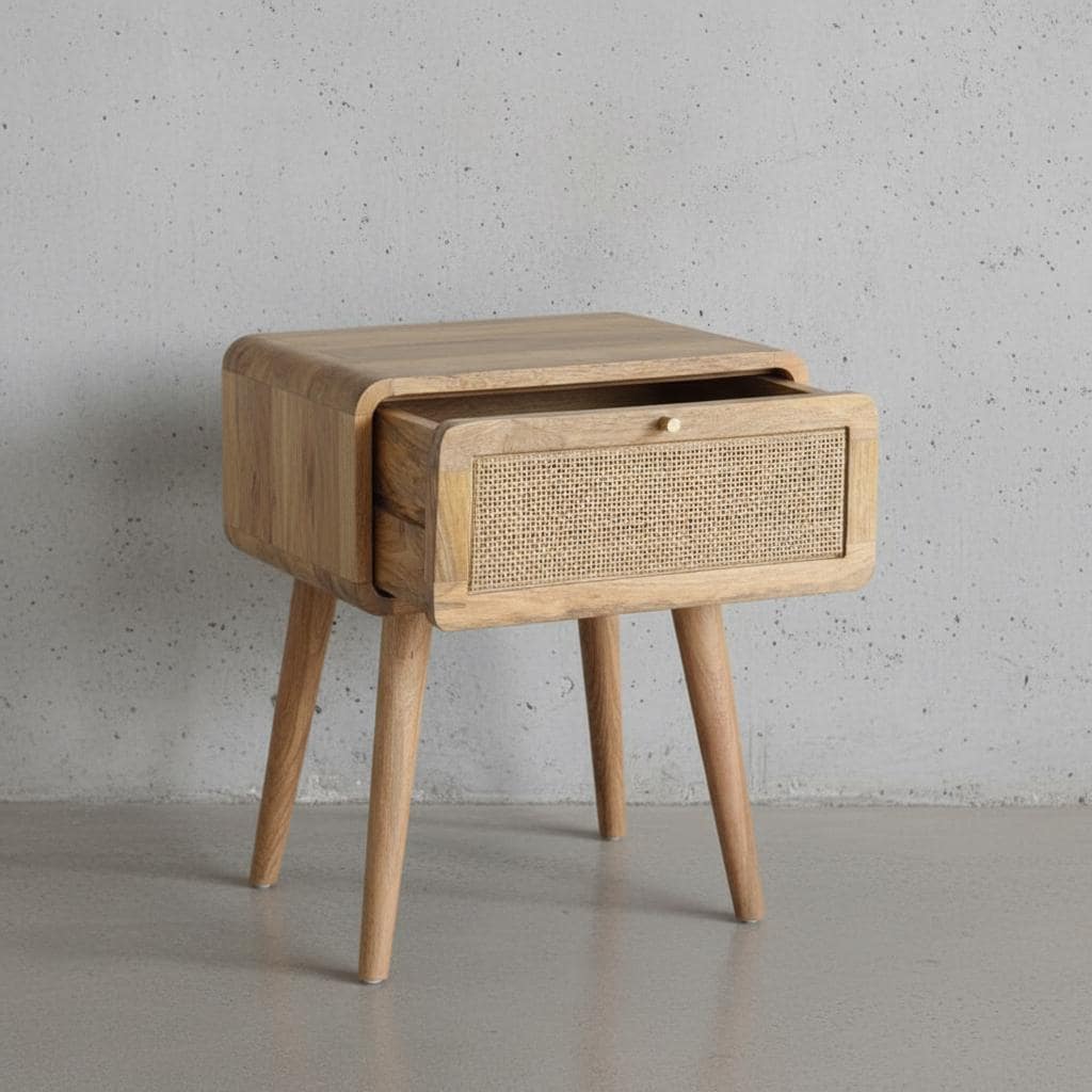Wooden Bedside Table with Drawer for Indoor Use