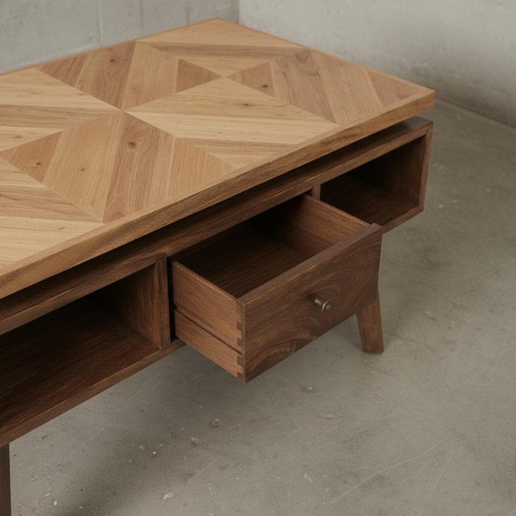 Wooden Coffee Table with Drawer for Indoor Use