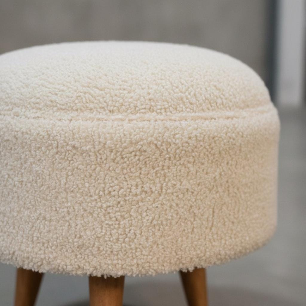 Upholstered Round Footstool for Indoor Use