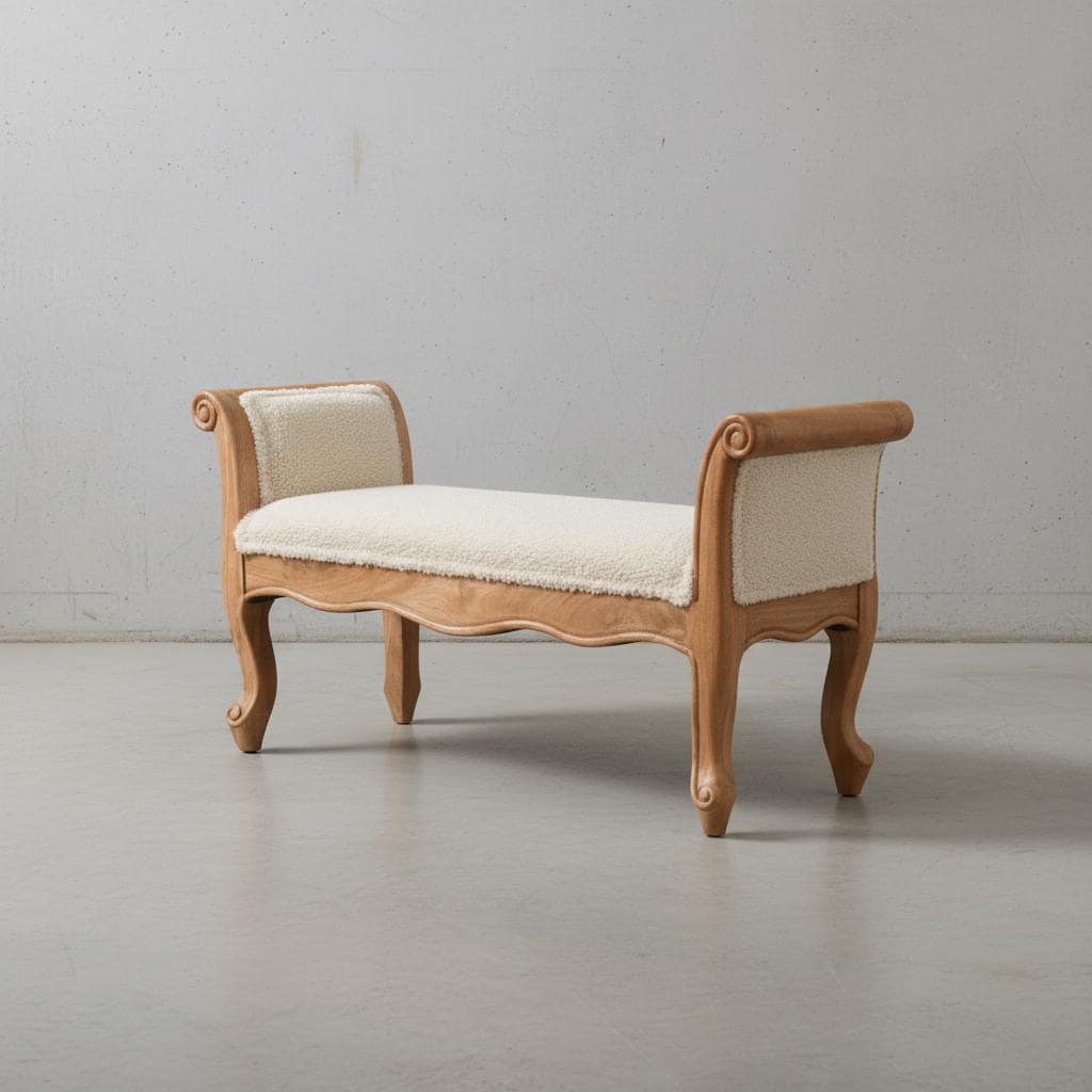 Upholstered Wooden Bench for Indoor Use