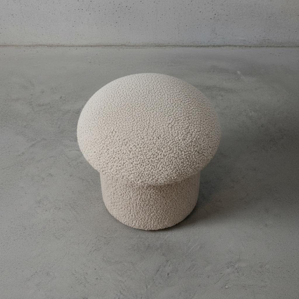 Upholstered Mushroom Footstool for Indoor Use