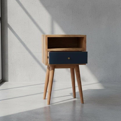 Wooden Bedside Table with Drawer for Indoor Use