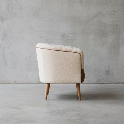 Upholstered Armchair with Wooden Legs for Indoor Use