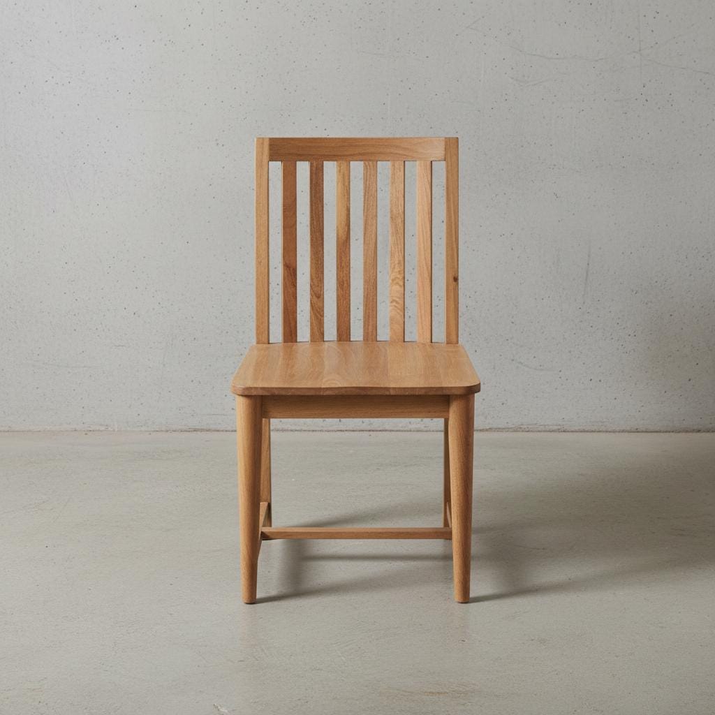 Wooden Dining Chair with Slatted Backrest
