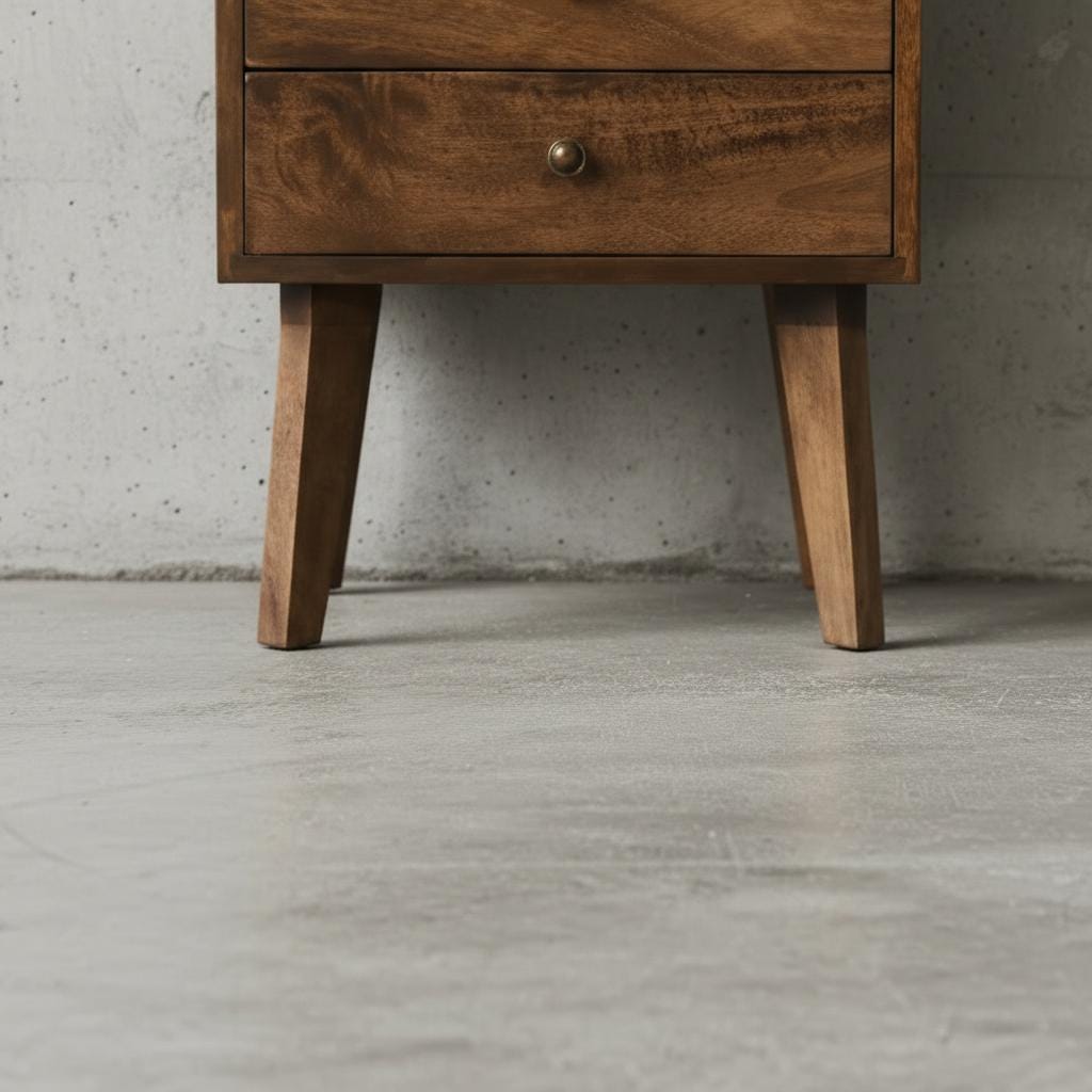 Wooden Bedside Table with Drawer and Open Shelf