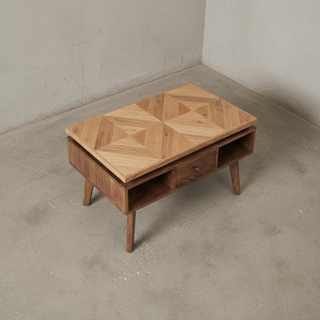 Wooden Coffee Table with Drawer for Indoor Use
