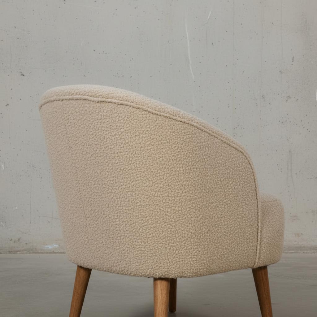 Upholstered Boucle Armchair for Indoor Use