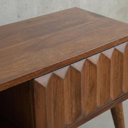 Wooden TV Media Unit with Sliding Door and Open Shelf