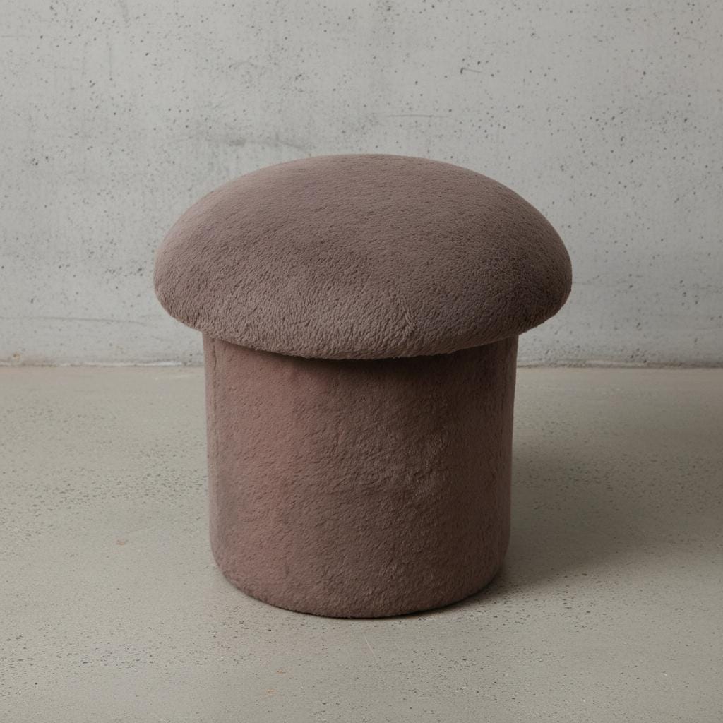 Upholstered Mushroom Footstool for Indoor Use