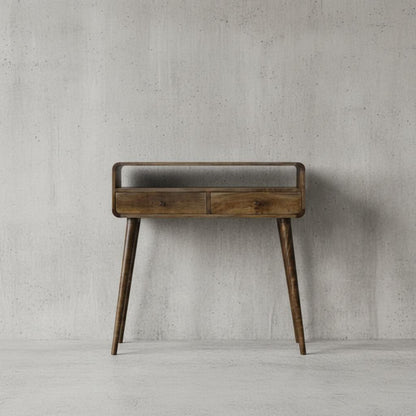 Curved Wooden Console Table – Two Drawers – Indoor Use