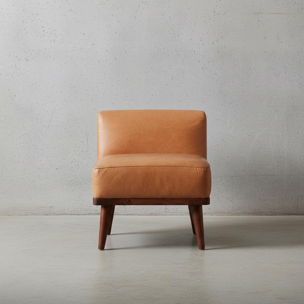 Leather Footstool with Backrest for Indoor Use