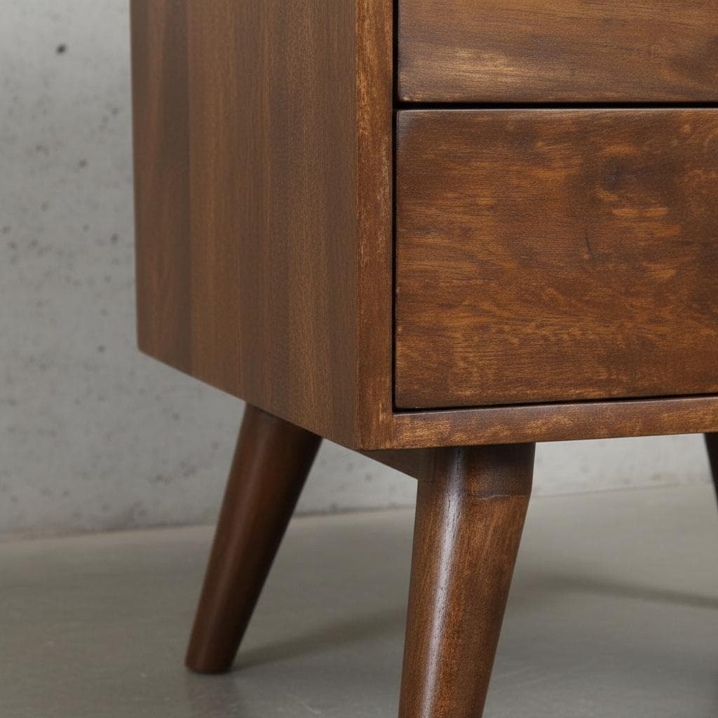 Wooden Bedside Table with Drawer and Open Shelf