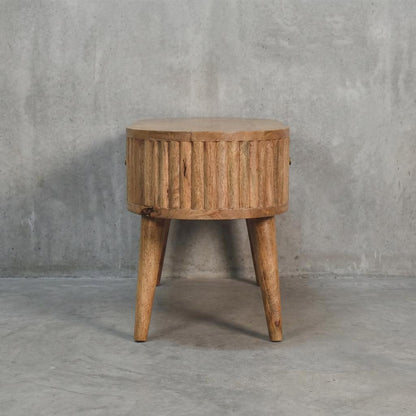 Oval Wooden Storage Cabinet with Doors and Tapered Legs