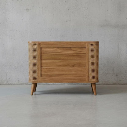 Open Wooden Storage Cabinet with Shelves for Indoor Use