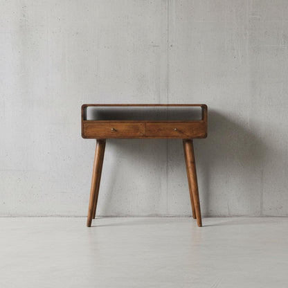 Curved Wooden Console Table – Two Drawers – Indoor Use