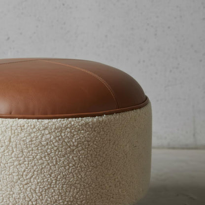 Upholstered Round Footstool for Indoor Use