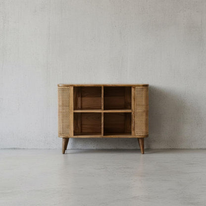 Open Wooden Storage Cabinet with Shelves for Indoor Use