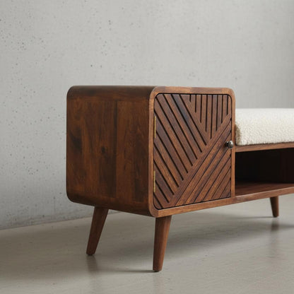 Upholstered Wooden Telephone Table with Shelf for Indoor Use