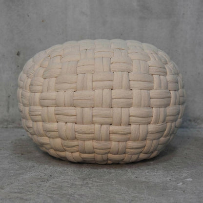 Woven Natural Fiber Pouf for Indoor Seating or Foot Support