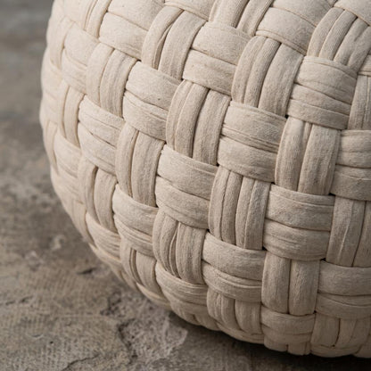 Woven Natural Fiber Pouf for Indoor Seating or Foot Support