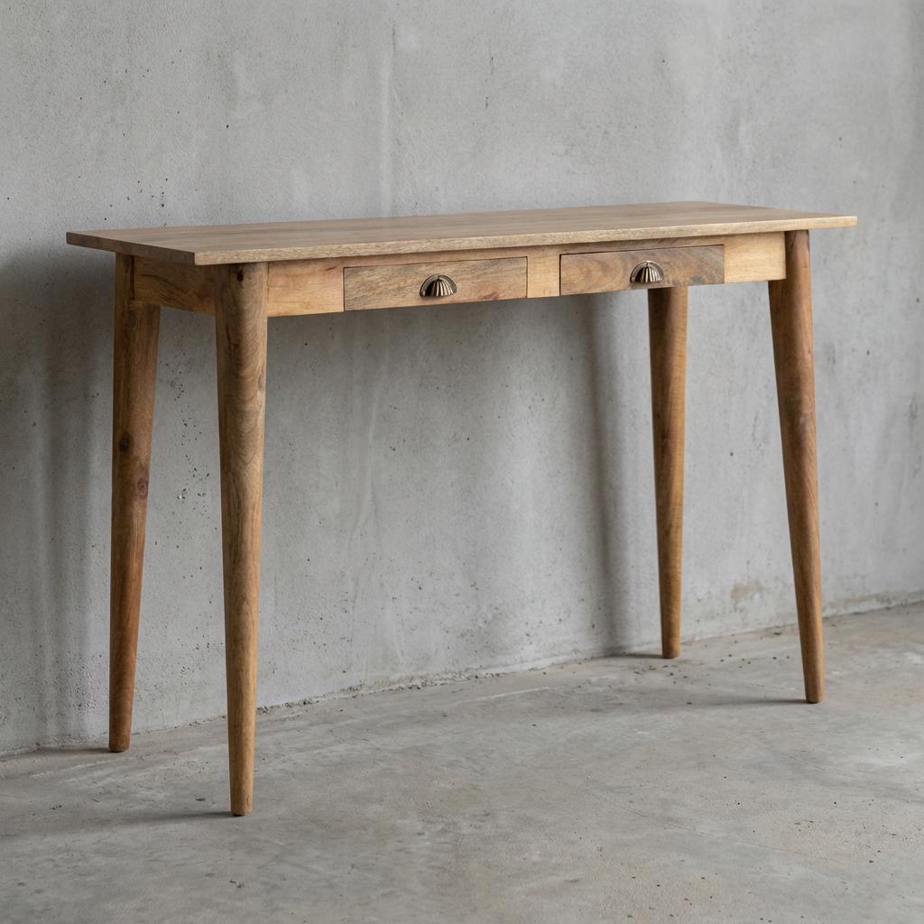 Wooden Console Table with Two Drawers and Tapered Legs