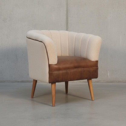 Upholstered Armchair with Wooden Legs for Indoor Use