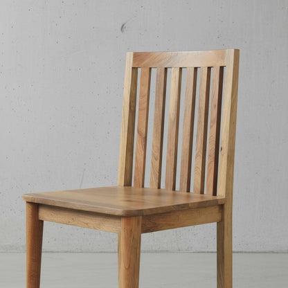 Wooden Dining Chair with Slatted Backrest