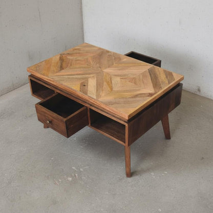 Wooden Coffee Table with Drawer for Indoor Use