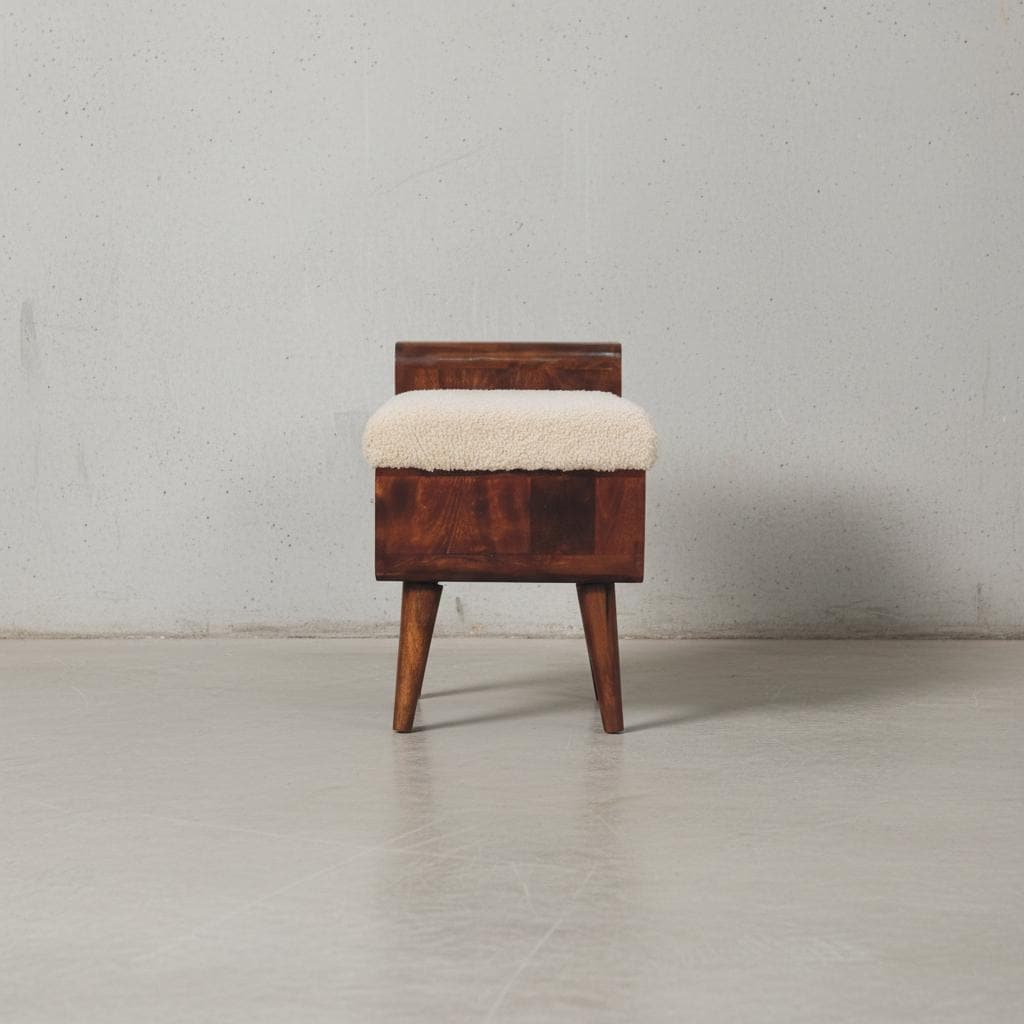Upholstered Wooden Telephone Table with Shelf for Indoor Use