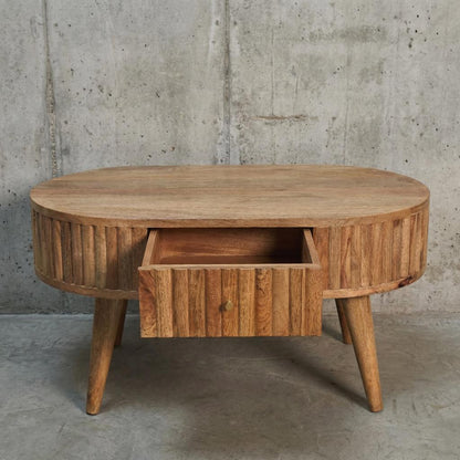 Oval Wooden Storage Cabinet with Doors and Tapered Legs