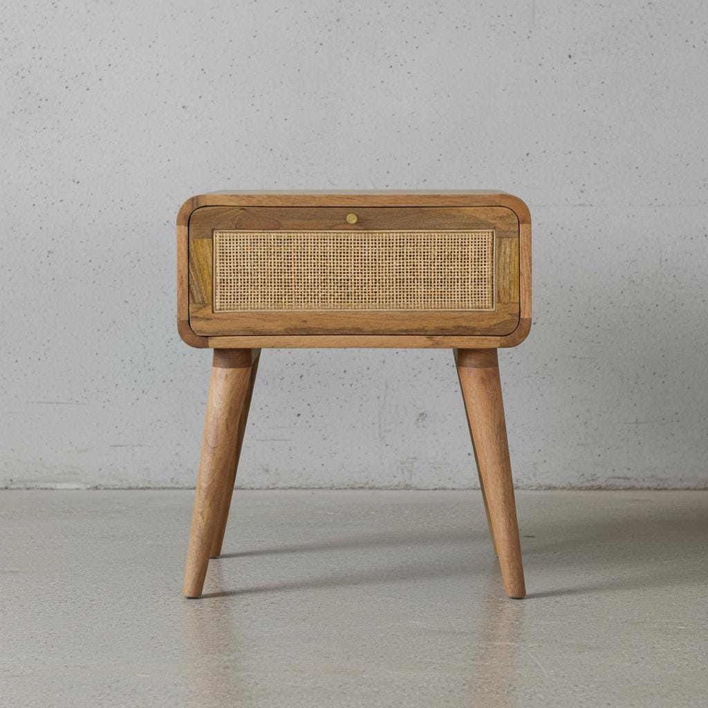 Wooden Bedside Table with Drawer for Indoor Use