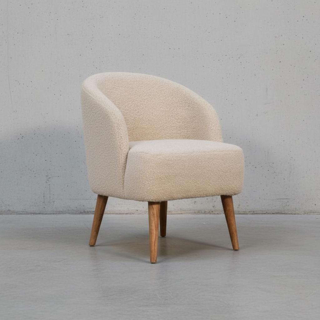 Upholstered Boucle Armchair for Indoor Use