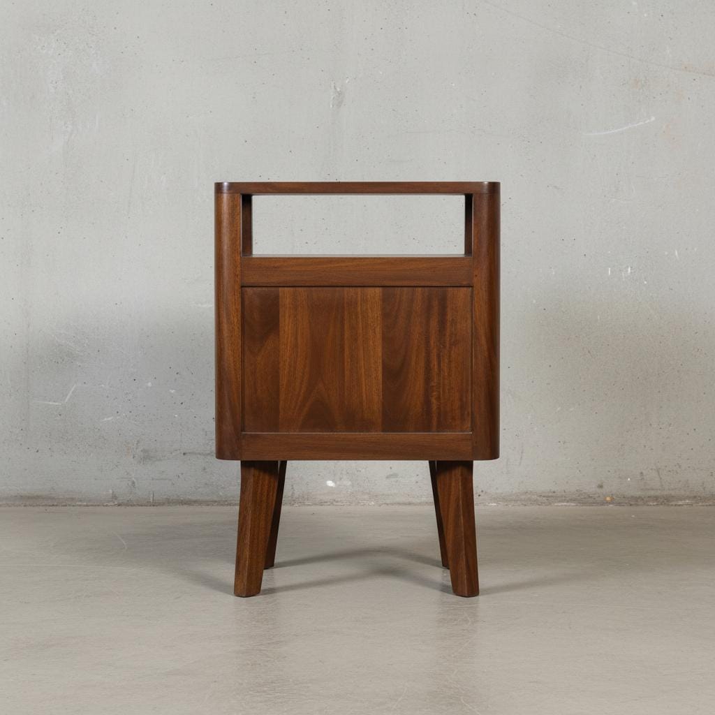 Wooden Bedside Table with Two Drawers and Open Shelf